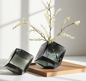 अवतल जादू वर्ग हाइड्रोपोनिक ग्लास फूलदान घर नरम सजावट फूलों की व्यवस्था शिल्प ज्यामितीय फूलदान आभूषण रंगीन ग्लास - Product Image 2