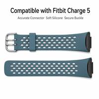 Correa de Repuesto Deportiva de Silicona Suave Perforada Compatible con Fitbit Charge 5, para Correr, Gimnasio, Entrenamiento al Aire Libre, Comodidad Durante Todo el Día