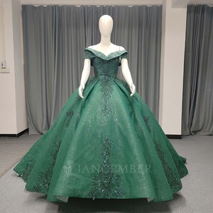Lsany207 Green Plus Size Lace Flowers Maternity Quinceanera Chapel Train Puffy Skirt Vocal Art Dress Annual Temperament - Product Image 3