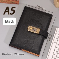 Carnet A5 Retro avec Serrure Mot de Passe PU Cuir Journal Intime 100 Feuilles Cadeau Bureau Etudiant