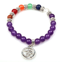 Bracelet pendentif OM par Hindu Yoga bouddhisme bijoux en acier inoxydable mode chaîne lien bracelets pour femmes hommes amulette perles de charme