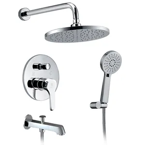 HIMARK high quality in-wall shower faucet chrome 3 functions rain shower set copper upc bathroom shower mixer faucet