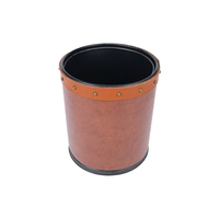Ensemble d'accessoires de bureau en cuir marron cognac de luxe : plateau de rangement, porte-documents, boîte à mouchoirs, poubelle – Exportation directe usine