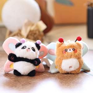 Linda abeja pequeño Panda colgante peluche muñeca Pequeño Oso bolsa llavero con forro de <span class=keywords><strong>malla</strong></span> para aliviar el estrés - Product Image 3