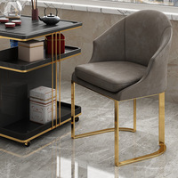Chaise de salle à manger de luxe moderne avec dossier en velours et cuir, chaise de négociation pour café, hôtel, mobilier