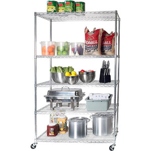 Étagère en métal réglable à 4 niveaux de rayonnage de fil de stockage de cuisine de restaurant d'hôtel commercial avec la capacité de charge 350lbs - Product Image 3