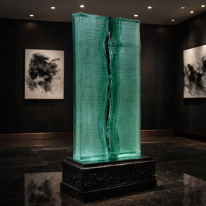 JingYue Custom Gradient Turquoise White Resin Sculpture Wave Feather Shape Home Lobby Interior Decor Water Feature Ornament