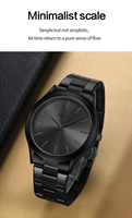 1096 Montre de luxe pour homme, tendance, simple, étanche, en acier inoxydable, double bouton, étanche 3ATM, mouvement à quartz