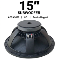 Haut-parleur professionnel de 15 pouces pour médiums et basses, 450W 8ohm AES, woofer métallique haute sensibilité avec bobine vocale en cuivre pour système large bande