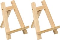 Lot de 2 mini chevalets en bois de 7,9 pouces, support triangulaire couleur bois pour table, idéal pour l'affichage de photos, cartes, toiles, mariages