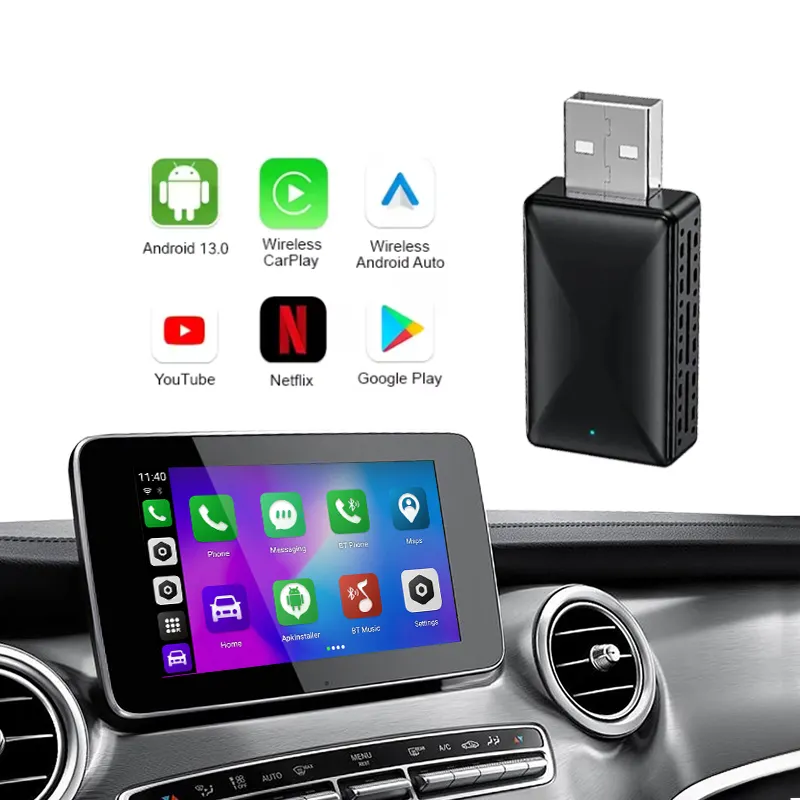 Boîtier universel Carplay Adaptateur sans fil Dongle Mini usb Car Play Support Hifi Audio Navigation Multimédia