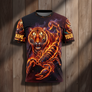 Maglietta personalizzata Tiger Scorpion con nome personalizzato Fire Fantasy AOP Tee - Product Image 3