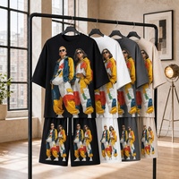 Ensemble survêtement 2 pièces en coton épais pour homme, coupe oversize, avec t-shirt imprimé graphique et short, grande taille, style streetwear, vente en gros, personnalisable OEM