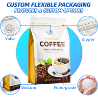 Pochette personnalisée noire avec bec verseur pour concentré de café, emballage avec bouchon à vis pour café énergisant