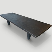 Ensemble de tables de salon en bois massif, table basse carrée noire de luxe