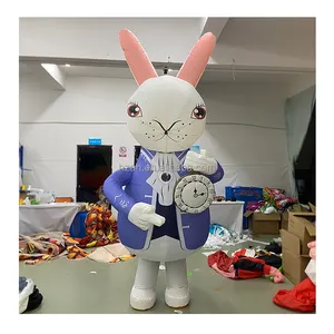 Alice au Pays des Merveilles Personnage Géant Gonflable Lapin Blanc Costume de Dessin Animé pour Parade Performance