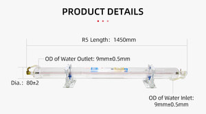 <span class=keywords><strong>Tube</strong></span> laser en verre CO2 de processus <span class=keywords><strong>mature</strong></span> et stable R5 de Yongli, 100W-120W, d'une longueur de 1450mm - Product Image 4