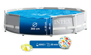 <span class=keywords><strong>Piscina</strong></span> Redonda con Marco Prismático Intex 26716 de 366x99 cm de Alto con Bomba de Filtro, Marco para <span class=keywords><strong>Piscina</strong></span> y Escalera, <span class=keywords><strong>Piscina</strong></span> Elevada Redonda - Product Image 4