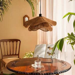 Hemp Rope Chandelier Oval E27 <b>Led</b> <b>Light</b> Source Switch Control Single Head <b>For</b> Tea <b>Room</b> Guesthouse Restaurant Bedroom - Product Image 2