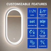 Miroir de maquillage LED ovale moderne avec cadre en alliage d'aluminium, garantie de 2 ans pour les commandes en gros