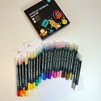 Kit de 12 à 60 couleurs de marqueurs acryliques à double pointe fine et fine pour projets d'artisanat DIY sur verre, pierre et bois