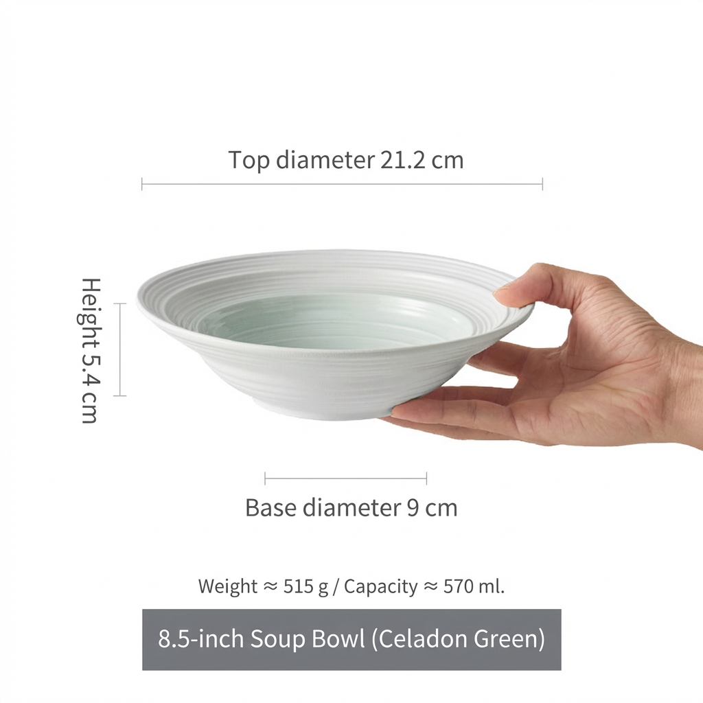 Plato hondo de 8.5 pulgadas - Ru Yao Qing Blanco