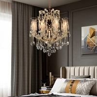 Lustre à 6 lumières LED en cristal K9 de style européen de luxe, fabrication chinoise, vente en gros, intensité réglable, angle de faisceau de 360°