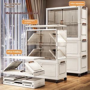 בגדים ביתיים ארון בגדים עם מגירות כפול דלת חדר שינה מחסן ארון בגדים ארון פלסטיק ארון בגדים - Product Image 2