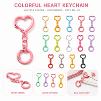 Porte-clés Cœur Couleur Bonbon avec Fermoir à Pression et Chaîne, Anneau en O à Ressort pour Accessoires, Bricolage, Artisanat, Support de Clés, Breloque de Sac