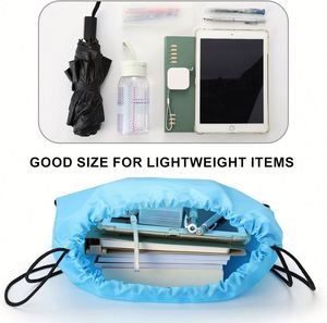 Custom Packing 50 Pieces Whosale 210D 34*42cm Nylon <b>Drawstring</b> <b>Backpack</b> for Party Gym Sport Trip - Product Image 6