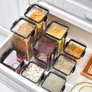 Stackable <strong>Clear</strong> Plastic Airtight Food Storage <strong>Containers</strong> with Sealed Lid for Kitchen Pantry Dry Food Storage Organization - Product Image 2