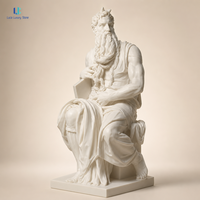 Statue de Moïse en marbre blanc Luca |   Sculpture de Prophète assis, sculptée à la main, style Michel-Ange, pour villa, jardin, musée, sur mesure