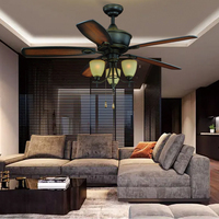 Ventilateur de plafond vintage pour salon, ventilateur de plafond de luxe avec lumière LED