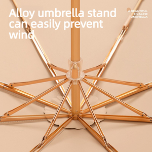 <span class=keywords><strong>Parapluie</strong></span> portable de princesse personnalisé en usine, pliable en 3 sections, avec crochet doré, bordure en dentelle, revêtement UV couleur unie, pour femme, cadeau, protection solaire - Product Image 4