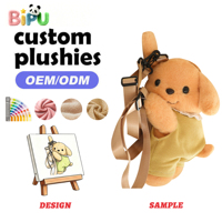 Sacs en peluche personnalisés en usine : Sac à dos en peluche renard rembourré de coton PP, sacs en peluche doux de dessin animé, faible MOQ, fabrication OEM, créez votre propre design