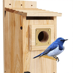 Casetta per Uccelli Classica in Legno Rinforzato con Protezione in Rame, Nido Esterno per Fringuelli, Rondini, Passeri e Cinciali, Forma Rettangolare - Product Image 1