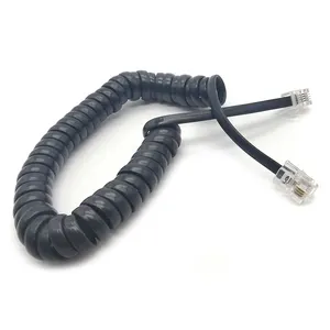 黑色电话听筒线，模块化盘绕电话听筒线，用于电话/听筒卷曲线RJ11 4P4C