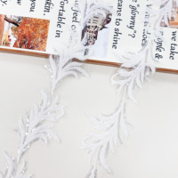 Bordure en dentelle brodée de perles et de sequins, motif floral noir, or et blanc, pour robe Abaya, robe de mariée, décoration de couture DIY