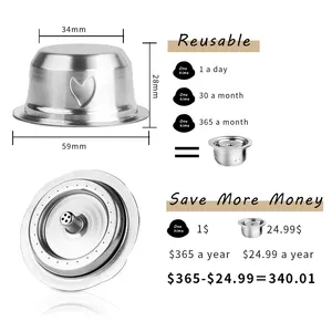 <span class=keywords><strong>Capsule</strong></span> de café réutilisable en acier inoxydable de 230 ml pour Vertuoline GCA1 et <span class=keywords><strong>Delonghi</strong></span> ENV135, avec anneau de dosage pour une crème riche - Product Image 6