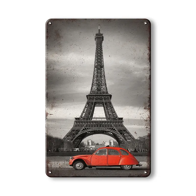 A Torre Eiffel em Paris. Decoração De Parede De Bar Tin Sign Vintage Metal Sig