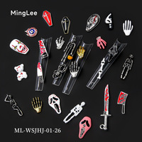 Breloques d'Halloween pour ongles en gros : Masque de crâne, élément effrayant, couteau ensanglanté, œil punk en alliage métallique – Décorations d'Halloween pour ongles
