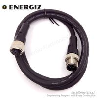 Câble d'extension électronique étanche mâle femelle M12 12Pin M12 câble de capteur 12 broches avec PVC noir 1M