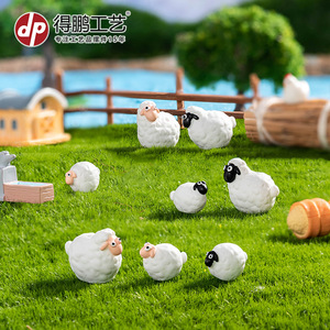 Figurines de moutons miniatures en résine, style dessin animé, décorations de jardin en mousse, accessoires de bricolage - Product Image 3