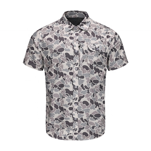 Grs UPF50 tùy chỉnh in ngụy trang thăng hoa Mens nút xuống Áo Sơ Mi Ngắn Tay Áo vịt Camo XXL quá khổ săn bắn Áo sơ mi - Product Image 2