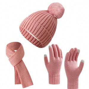 High-Grade Winter Wool Suit Solid Color Knitted <b>Hat</b> <b>Gloves</b> Three-Piece <b>Set</b> Custom Knitted Beanie <b>Set</b> for Women - Product Image 5