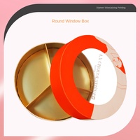 Boîte cadeau personnalisable en carton blanc rond avec ouverture fenêtrée portable