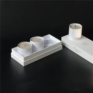 Cardboard Candle Boxes BK10B Manufacturer Custom Unique Rectangular Craft Packaging White Hard Cardboard Luxury Candle Box For Gift