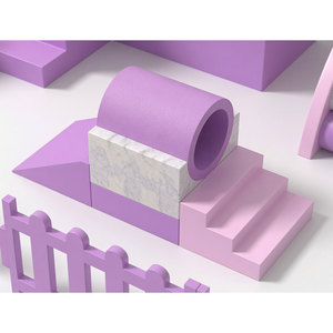 ชุดสนามเด็กเล่นในร่มพลาสติกพร้อมบ่อบอล อุโมงค์ บันได และสีม่วงขาว - Product Image 3