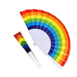 <b>Frame</b> Prime Performance Festival Party Dancing Wedding Rave Chinese Decoration Rainbow Folding <b>Plastic</b> Hand Fan - Product Image 1