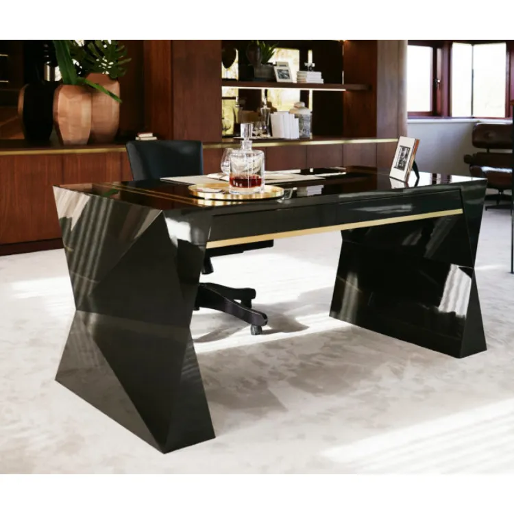 Accesorios de decoración de mesa de oficina, acabado Coriano negro, escritorio de estudio para el hogar y la Oficina moderno